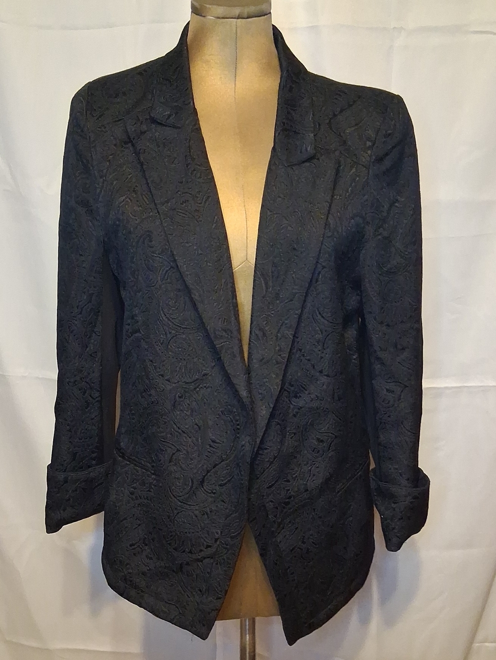 Louise Bourgeois Black Label Jacquard Textured Blazer Jacket Size L